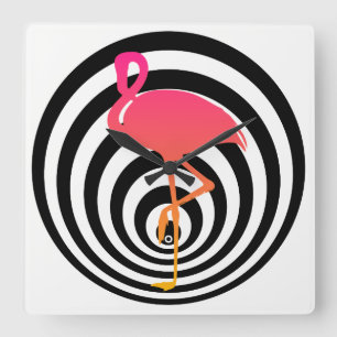 Relógio Quadrado Beautiful flamingo in circles