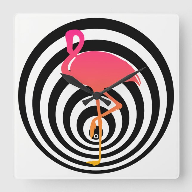 Relógio Quadrado Beautiful flamingo in circles (Frente)