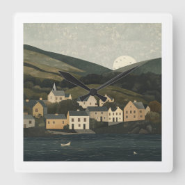 Relógio Quadrado Beautiful Irish Countryside Clock