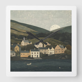 Relógio Quadrado Beautiful Irish Countryside Clock