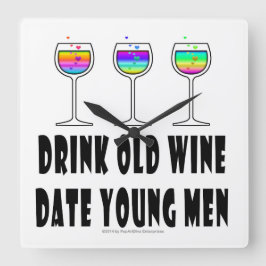 RELÓGIO QUADRADO BEBA VINHO VELHO - NAMORE HOMENS JOVENS