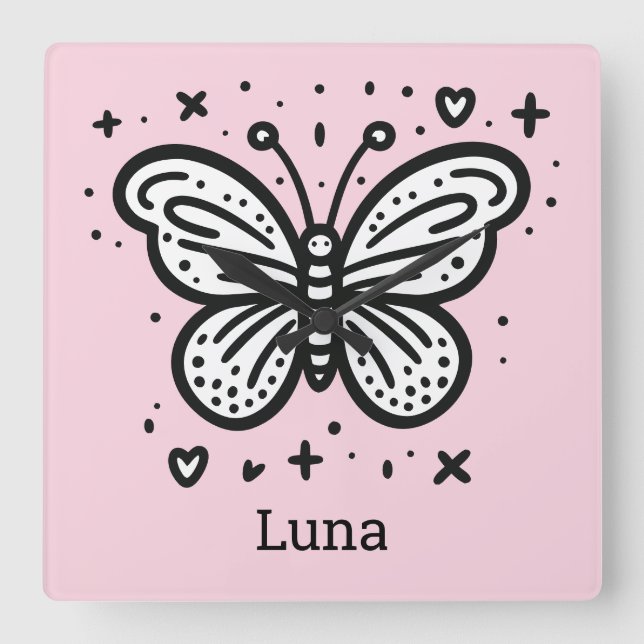 Relógio Quadrado Bebê Búfalo Fofinho - Animal de Fazenda Fofo (Frente)