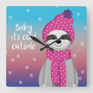 Relógio Quadrado Bebê está frio fora de Sloth
