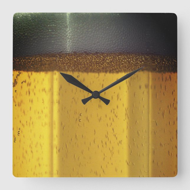 Relógio Quadrado Beer Mug com Bolhas e Espuma (Frente)