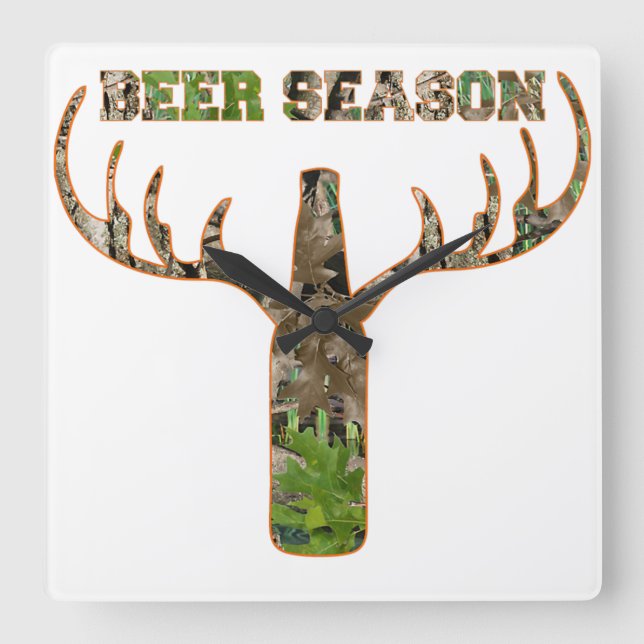 Relógio Quadrado Beer Season Hunting Season Gift For Hunter (Frente)