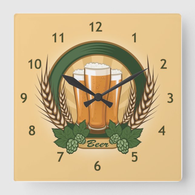 Relógio Quadrado Beer Wall Clock (Frente)
