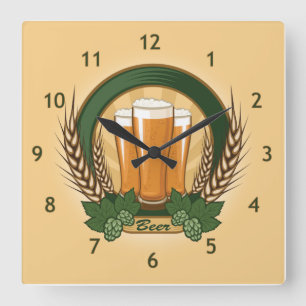 Relógio Quadrado Beer Wall Clock
