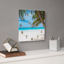 Bela Caribe Tropical Beach Wall Clock