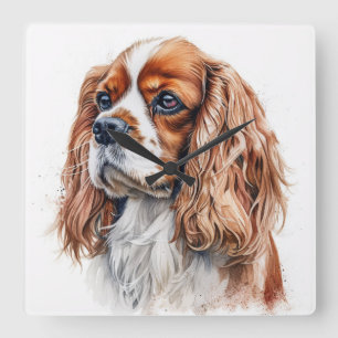 RELÓGIO QUADRADO BELA CAVALEIRA CHARLES SPANIEL DOG