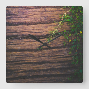 Relógio Quadrado bela madeira velha