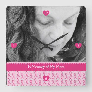 Relógio Quadrado Bela Memória de Fita Rosa Personalizada