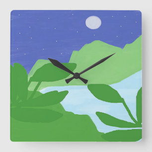 Relógio Quadrado bela pintura paisagística