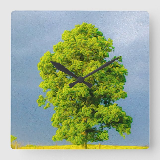 Relógio Quadrado Beleza na Tempestade (Frente)