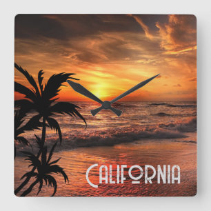 RELÓGIO QUADRADO BELEZA PERSONALIZADA DO PÔR DO SOL DA CALIFÓRNIA N