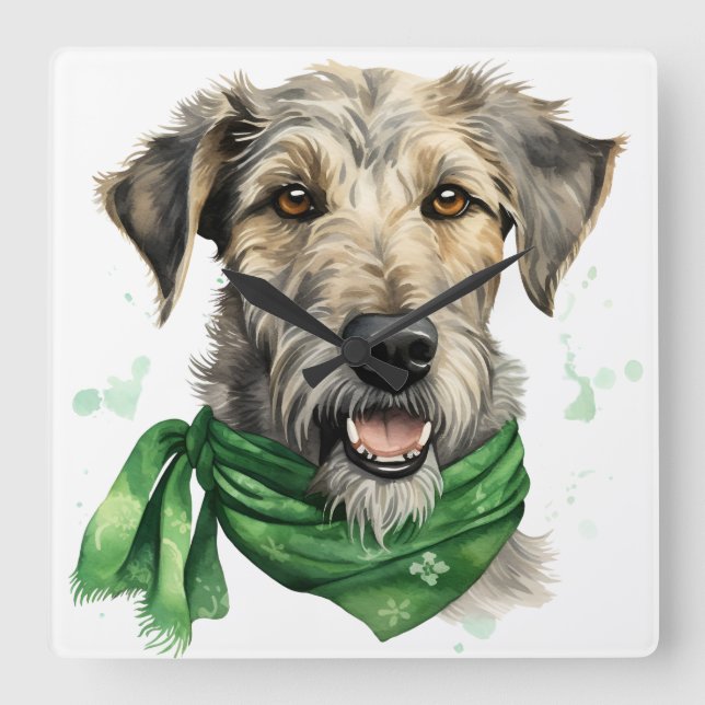 RELÓGIO QUADRADO BELO CACHORRO IRLANDÊS (Frente)