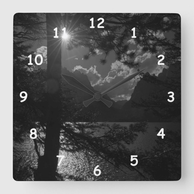 Relógio Quadrado Belo lago na Lua (Frente)