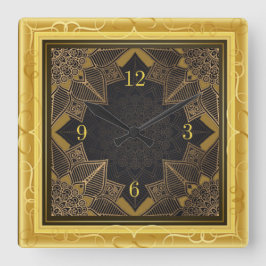 Relógio Quadrado Belo ouro mandala