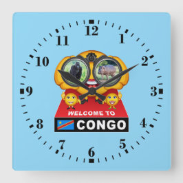 Relógio Quadrado Bem-vindo ao Congo