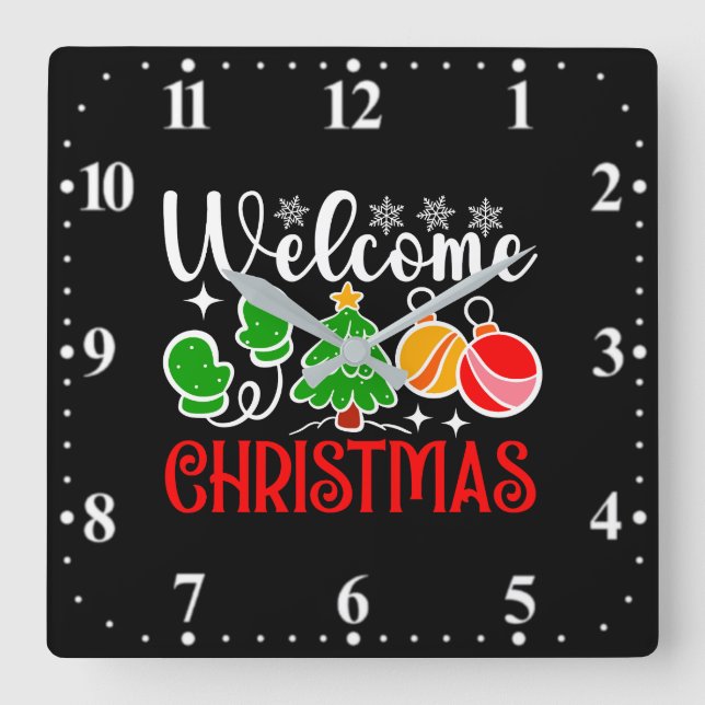 Relógio Quadrado Bem-vindo Natal (Frente)