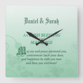 Relógio Quadrado Bênção dos Parabéns de Casamento Irlandeses