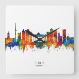 Relógio Quadrado Berlin Germany Skyline