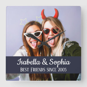 Relógio Quadrado Best friends forever modern BFF photo