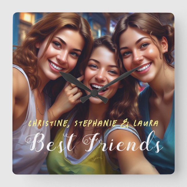 Relógio Quadrado Bestamigos Selfie (Frente)