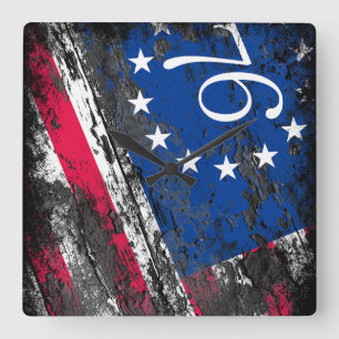 Relógio Quadrado Betsy Ross Flag 1776 Patriótico 4 de julho