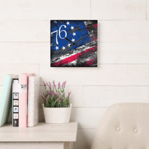 Relógio Quadrado Betsy Ross Flag 1776 Patriótico 4 de julho