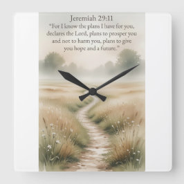 Relógio Quadrado Bible Jeremiah 29:11 Christian Wall Clock