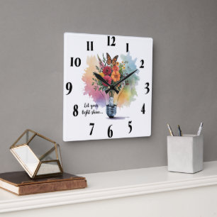 Relógio Quadrado Bíblia Cristã Inspiracional Versa/Escritura