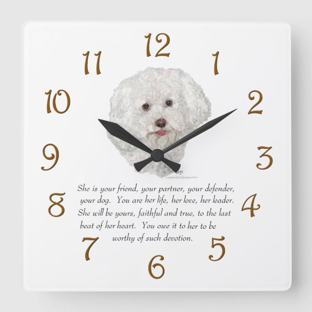 Relógio Quadrado Bichon Frise KeepsasaemFEMALE (Frente)