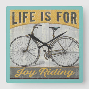 Relógio Quadrado Bicicleta do vintage com citações