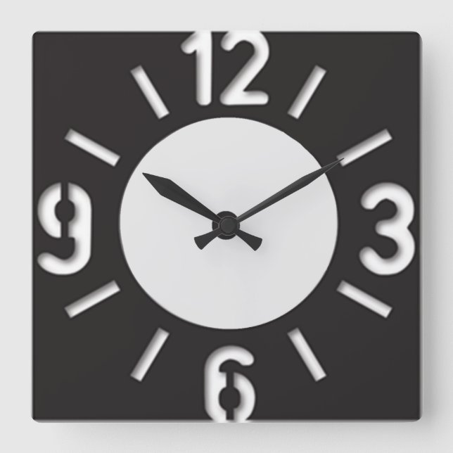 Relógio Quadrado Big Numbers Stencil Wall Clock (Frente)