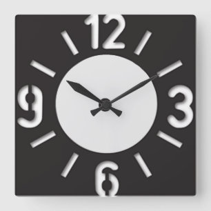 Relógio Quadrado Big Numbers Stencil Wall Clock