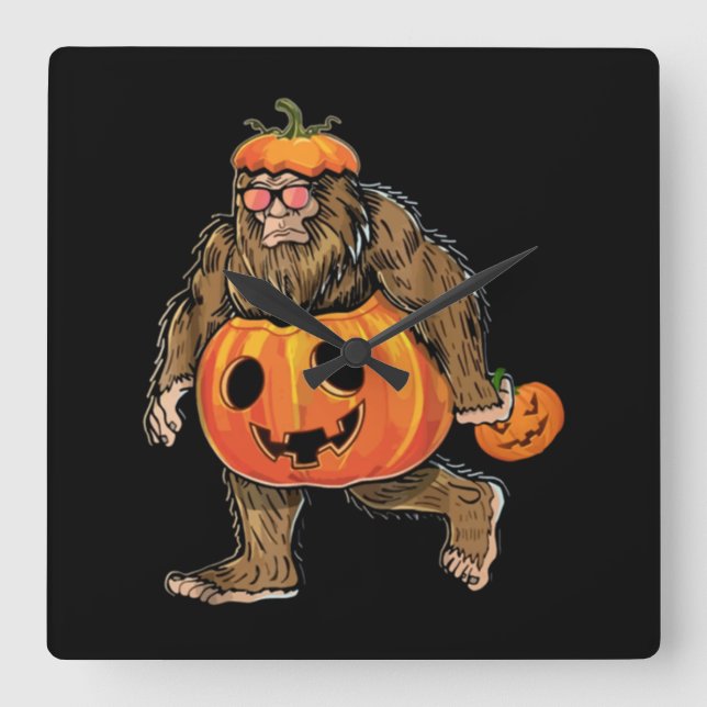 Relógio Quadrado Bigfoot Halloween Pumpkin halloween (Frente)
