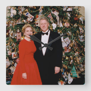 Relógio Quadrado Bill Clinton Presidente dos EUA Casa Branca Natal
