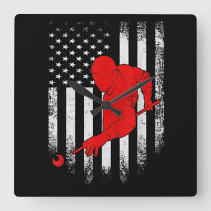 Relógio Quadrado Billiards Lover   Presente do American Flag Billia