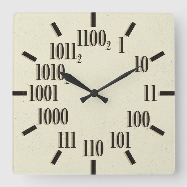 Relógio Quadrado Binary Wall Clock, Square (Frente)