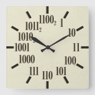Relógio Quadrado Binary Wall Clock, Square