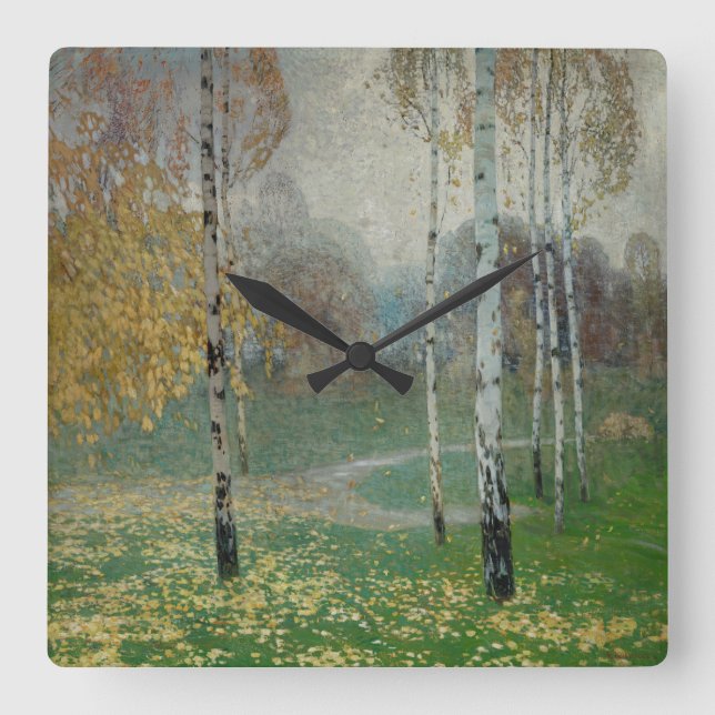 Relógio Quadrado Birch Trees, 1904 (óleo na canvas) (Frente)