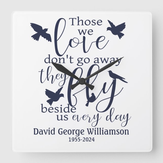 Relógio Quadrado Bird Memorial Fly Ao Lado De Nós Simpatia (Frente)