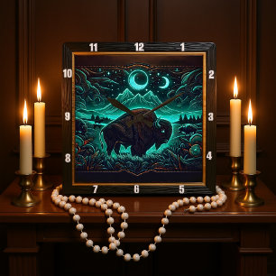 Relógio Quadrado Bison Buffalo Moonlit Neon Bison