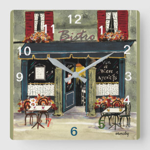 Relógio Quadrado Bistro Wall Clock