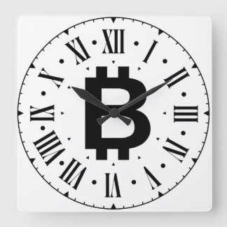 Relógio Quadrado Bitcoin B Bold Roman Numeral Wall Clock