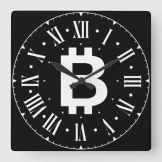 Relógio Quadrado Bitcoin B Cool Roman Numeral Wall Clock