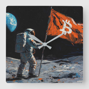Relógio Quadrado "Bitcoin Moon" Pintura a Óleo #5