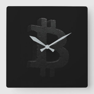 Relógio Quadrado Bitcoin Rocha Negra ₿