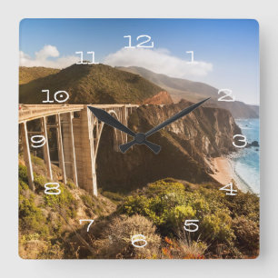 Relógio Quadrado Bixby Bridge, Big Sur, Califórnia, EUA