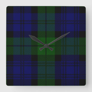 Relógio Quadrado Black Watch Tartan Blue Green Xadrez